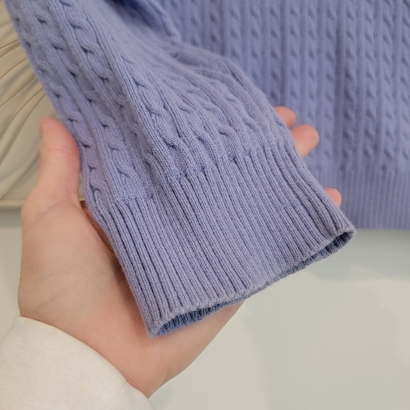 Preswick & Moore Lilac Purple Cable Knit Crewneck Sweater Size Petite Large - Picture 6 of 8